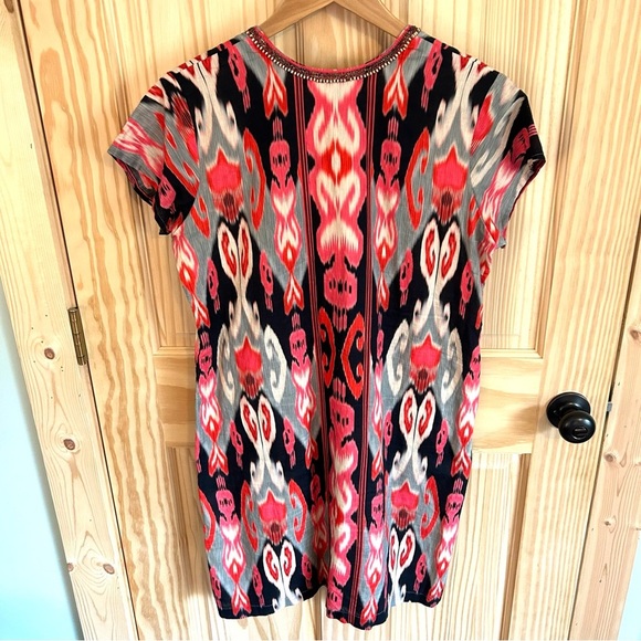 Bella Tu Ikat Print Hand Beaded Dress. Size Large. - Picture 4 of 11